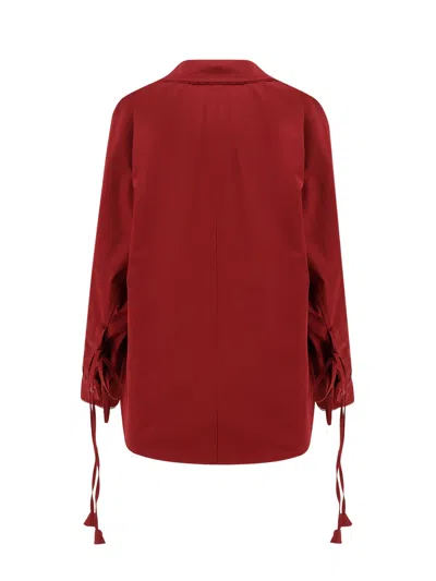 Gucci Cotton Popeline Shirt With Ties And Laces Profiles In Red