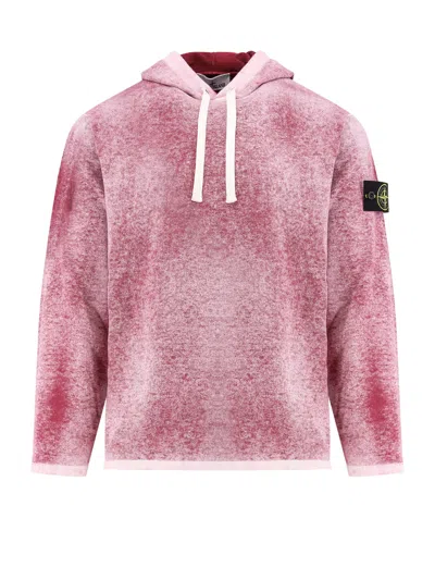 Stone Island Cotton Reversible Sweater With Iconic Logo Patch In Pink