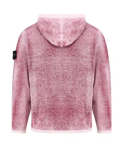 Stone Island Cotton Reversible Sweater With Iconic Logo Patch In Pink