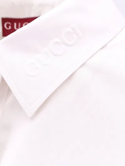 Gucci Cotton Shirt With Embossed Logo In White