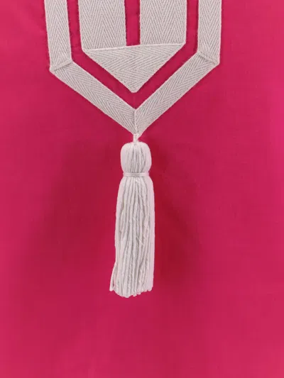 Tory Burch Tasseled Herringbone Twill-trimmed Cotton-voile Tunic In Pink