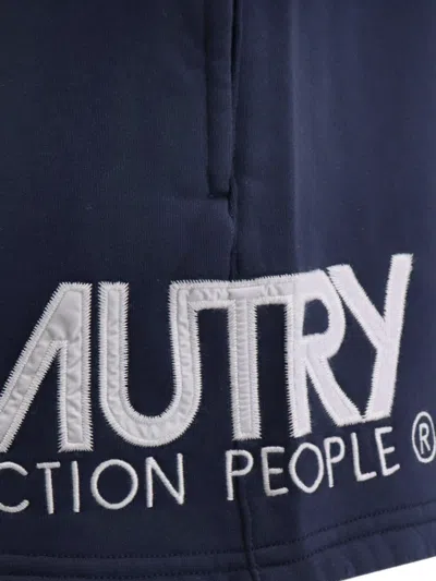 Autry Cotton Shorts With Embroidered Logo In Blue
