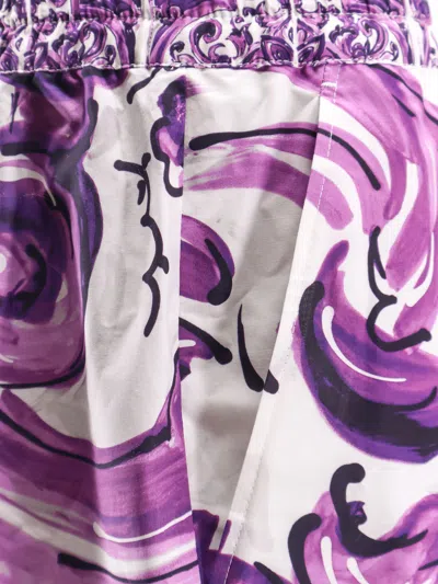 Dolce & Gabbana Graphic Print Drawstring Waist Shorts In Purple