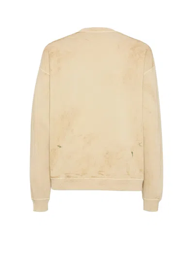 Dsquared2 Men Cotton Sweatshirt With Distressed Effect In Neutral
