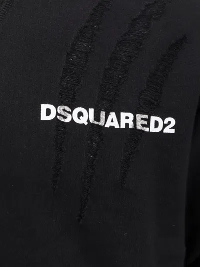 Dsquared2 Cotton Sweatshirt With Dsquared Print In Black