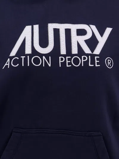 Autry Cotton Sweatshirt With Embroidered Logo In Blue