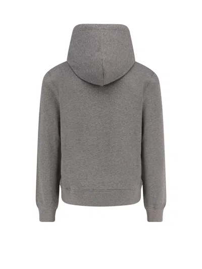 Dolce & Gabbana Cotton Sweatshirt With Iconic Metal Logo Plate In Gray