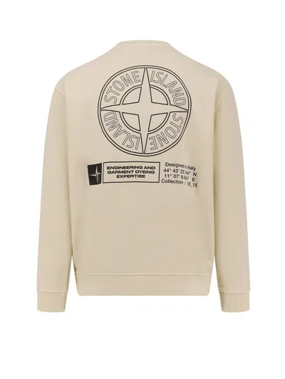 Stone Island Logo Printed Crewneck Sweatshirt In Neutral