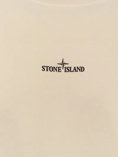 Stone Island Logo Printed Crewneck Sweatshirt In Neutral
