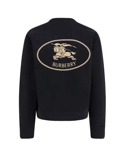 Burberry Cotton Sweatshirt With Logo Embroidery In Black