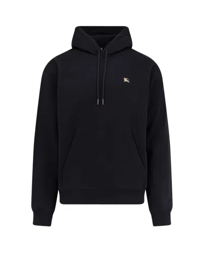 Burberry Cotton Sweatshirt With Logo Embroidery In Black