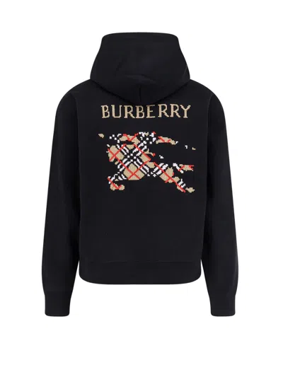 Burberry Cotton Sweatshirt With Logo Embroidery In Black