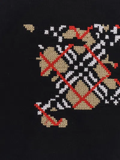 Burberry Cotton Sweatshirt With Logo Embroidery In Black