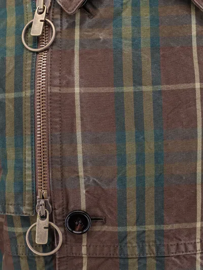 Burberry Vintage Effect Checked Trench Coat With Belt In Multi