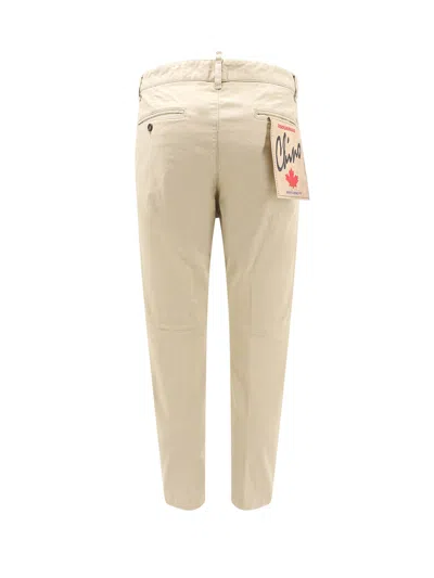 Dsquared2 Men Cotton Trouser With Back Logo Patch In White