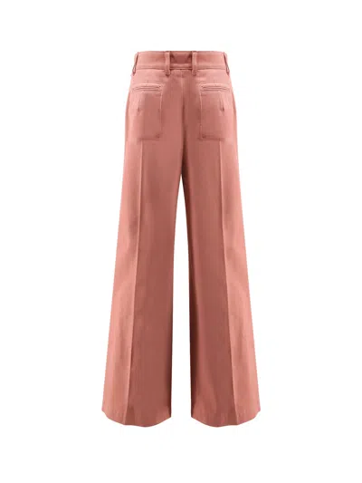 Chloé Women Pink Cotton Canvas Flared Trousers In Pink