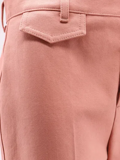 Chloé Women Pink Cotton Canvas Flared Trousers In Pink