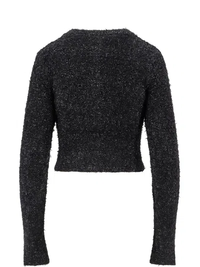 Balenciaga Crop Bouclé Cardigan In Black
