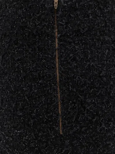 Balenciaga Cotton Tweed Knitted Midi Skirt In Black