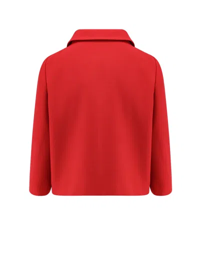 Valentino Crepe Couture Jacket With Jewelled Button In Red