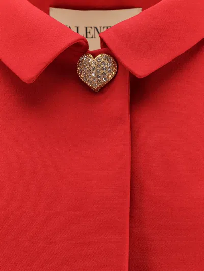 Valentino Crepe Couture Jacket With Jewelled Button In Red