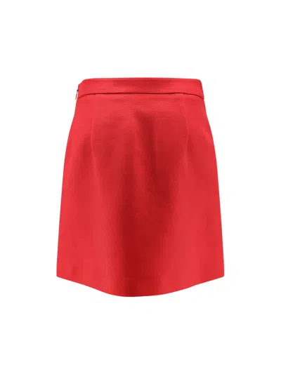 Valentino Crepe Couture Skirt With Heart Jewel Buttons In Red