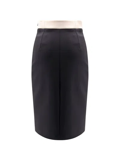 Elisabetta Franchi Crepe Pencil Skirt With Buttoned Patch Pockets In Multi