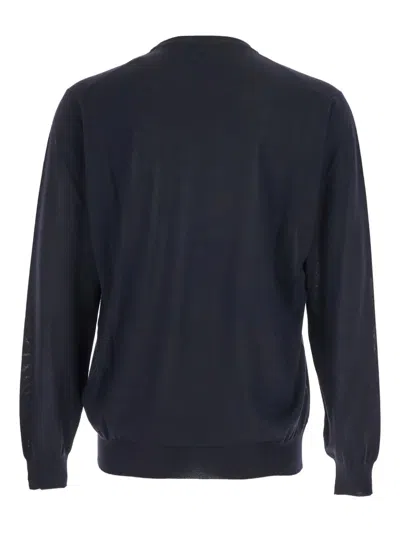 Lardini Crewneck Ribbed-hem Sweater In Blue