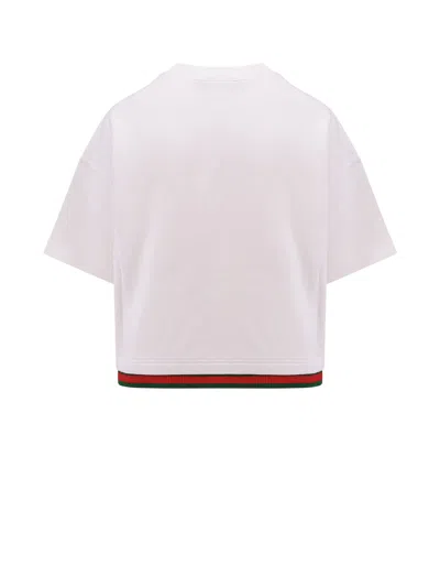 Gucci Crop Cotton Sweatshirt With Web Profiles In White