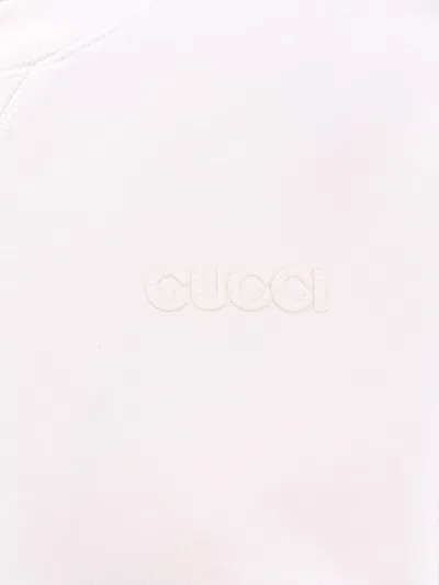 Gucci Crop Cotton Sweatshirt With Web Profiles In White