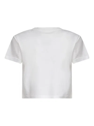 Mm6 Maison Margiela White Jersey Cropped Numeric Signature T-shirt In White