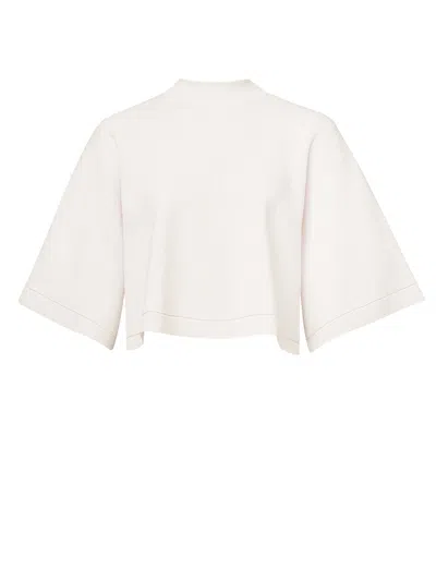 Alaïa Cropped Cotton Blend Top In White