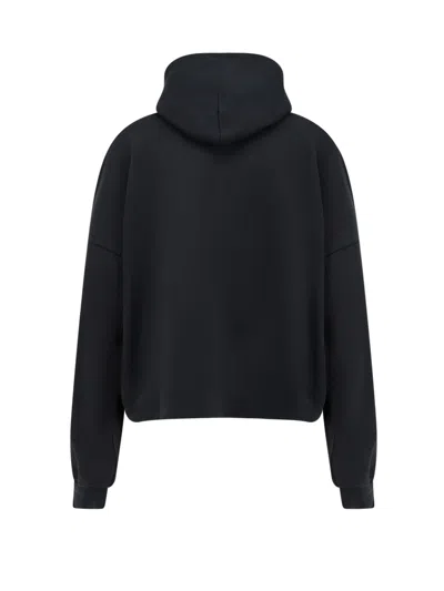 Balenciaga Hooded Design Cropped Cotton Sweatshirt In Black