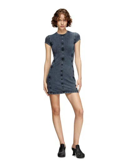 Diesel Mini Dress In Denim-look Jersey In Blue