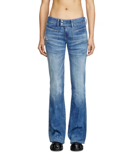Diesel D-hush Partially Organic Cotton Flared Jeans With Back Logo Patch