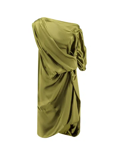 Dries Van Noten Dalant Silk Dress With Lateral Knot In Green