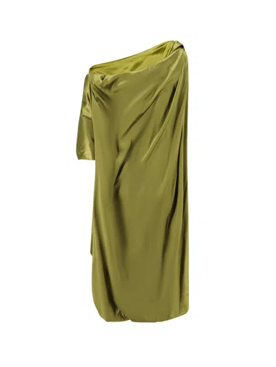 Dries Van Noten Dalant Silk Dress With Lateral Knot In Green