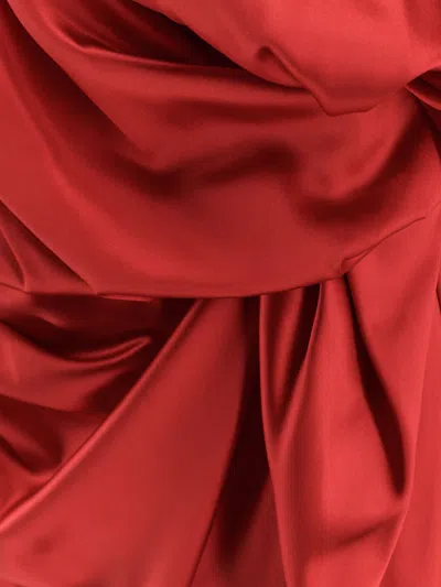 Dries Van Noten Silk Dress With Lateral Knot And Draped Detailing In Red