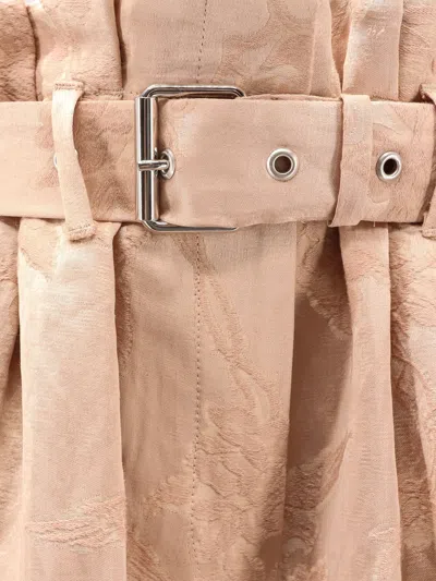 Dries Van Noten Linen And Viscose Trousers With Belted Waist In Pink