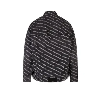 Alexander Wang Denim Jacket With All-over Logo In Black
