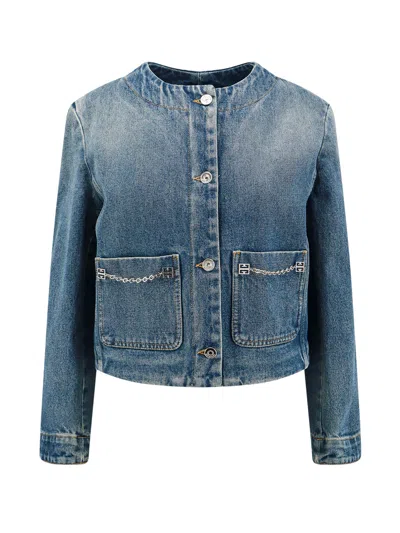 Givenchy Jacket In Denim With Chain Details In Blue
