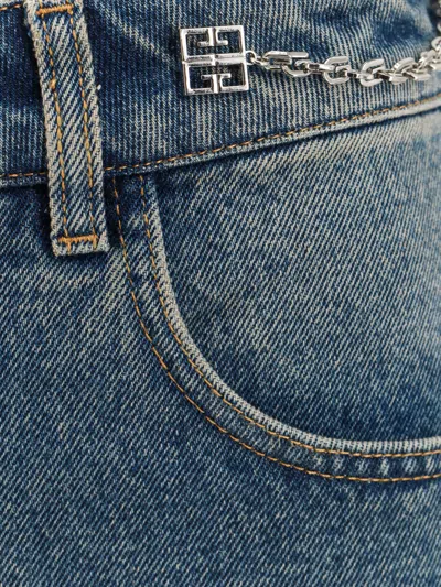 Givenchy Mini Skirt In Denim With Chain Details In Blue