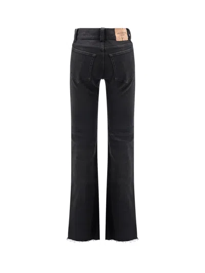 Balenciaga Women Denim Trousers With Frayed Edges In Black