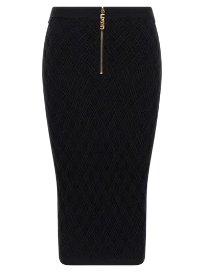 Elisabetta Franchi Chain-embellished Geometric Midi Skirt In Black