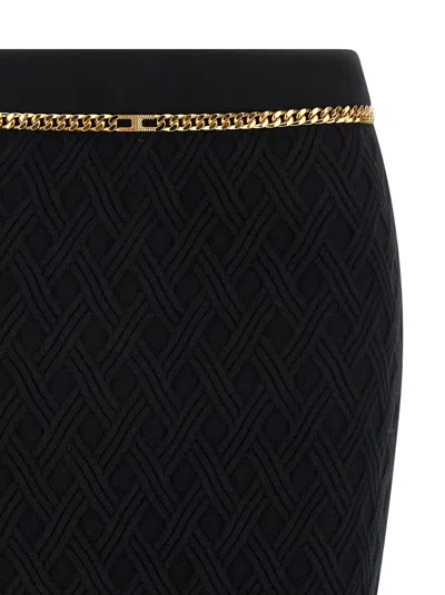 Elisabetta Franchi Chain-embellished Geometric Midi Skirt In Black