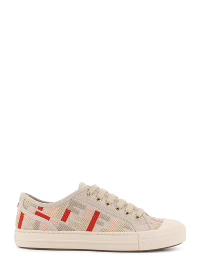 Fendi Women Domino Canvas Sneakers In Neutral