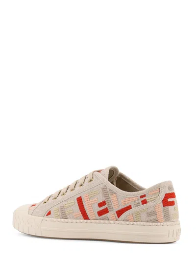 Fendi Women Domino Canvas Sneakers In Neutral