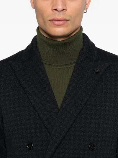 Lardini Double-breasted Jacket With Houndstooth Pattern