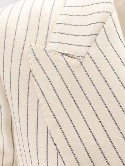 Tom Ford Double-breasted Jacket With Striped Pattern In Black