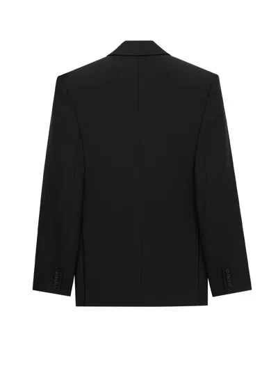 Saint Laurent Double-breasted Wool Blazer In Blue